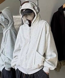 NOWLE（ノウル）の「【NOWLE】裏起毛 ライン切り替え ボリュームフーディ ジップパーカー（パーカー）」