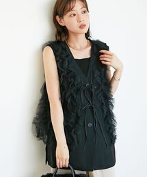 le.coeur blanc | 《WEB限定アイテム》チュールレイヤードセットジレ(その他アウター)