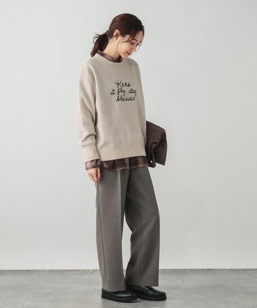 GLOBAL WORK（グローバルワーク）の「ウツクシルエットWクロスイージーストレートパンツ/601347（その他パンツ・レディース・ブラック/ブラウン系その他6/チャコールグレー/ネイビー系8/ベージュ/ネイビー・X-SMALL/SMALL/MEDIUM/LARGE/X-LARGE/XX-LARGE/S-Long/M-Long/L-Long/XL-Long）」の13枚目の写真