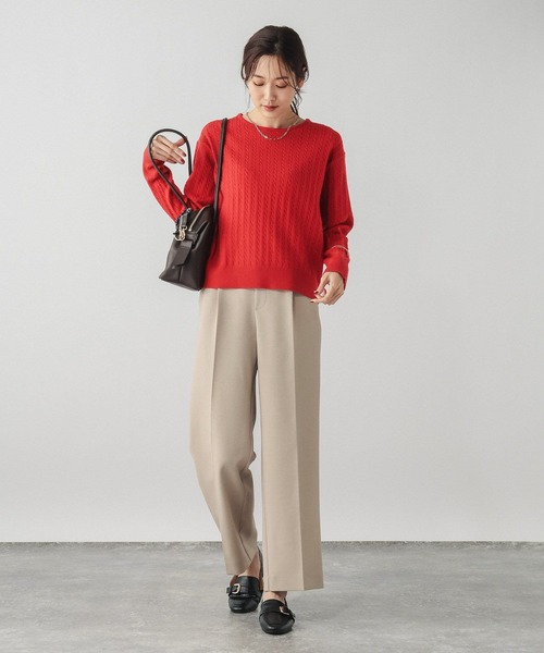 GLOBAL WORK（グローバルワーク）の「ウツクシルエットWクロスイージーストレートパンツ/601347（その他パンツ・レディース・ブラック/ブラウン系その他6/チャコールグレー/ネイビー系8/ベージュ/ネイビー・X-SMALL/SMALL/MEDIUM/LARGE/X-LARGE/XX-LARGE/S-Long/M-Long/L-Long/XL-Long）」の16枚目の写真