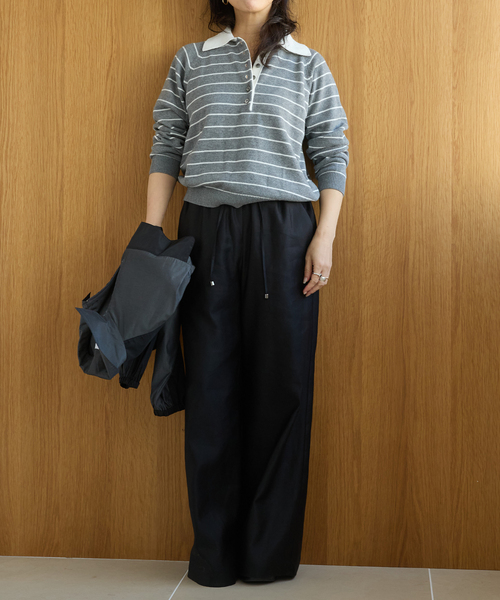 IENA LA BOUCLE(イエナラブークル)の「IENA LA BOUCLE ボーダーラガーシャツニット(ニット/セーター・レディース・ブラウン/グレー・FREE)」の21枚目の写真