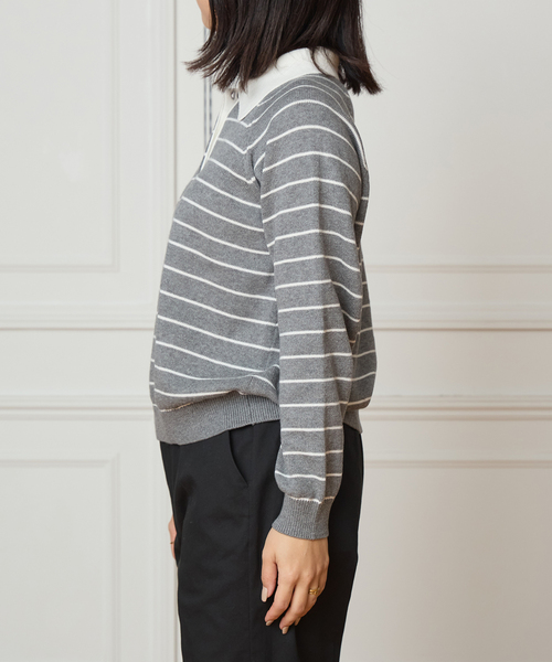 IENA LA BOUCLE(イエナラブークル)の「IENA LA BOUCLE ボーダーラガーシャツニット(ニット/セーター・レディース・ブラウン/グレー・FREE)」の17枚目の写真