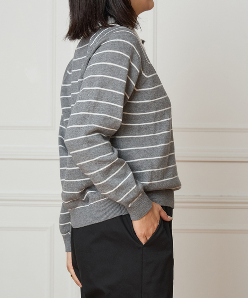 IENA LA BOUCLE(イエナラブークル)の「IENA LA BOUCLE ボーダーラガーシャツニット(ニット/セーター・レディース・ブラウン/グレー・FREE)」の15枚目の写真