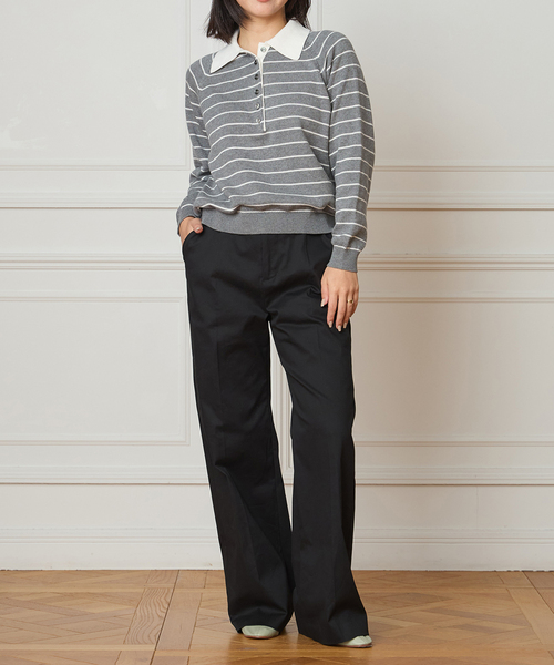 IENA LA BOUCLE(イエナラブークル)の「IENA LA BOUCLE ボーダーラガーシャツニット(ニット/セーター・レディース・ブラウン/グレー・FREE)」の14枚目の写真