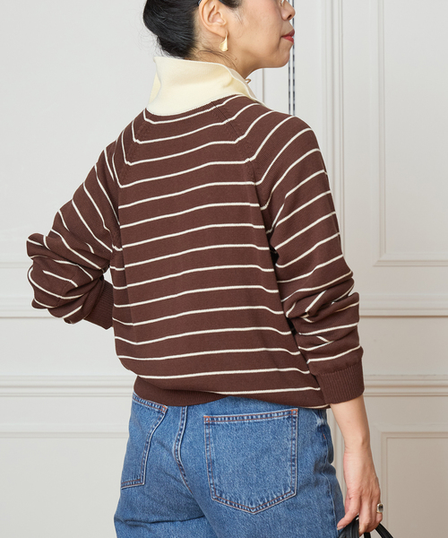 IENA LA BOUCLE(イエナラブークル)の「IENA LA BOUCLE ボーダーラガーシャツニット(ニット/セーター・レディース・ブラウン/グレー・FREE)」の7枚目の写真