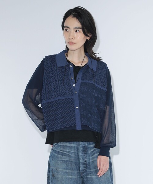 maturely(マチュアリー)の「maturely / オープン ワーク レイヤード カーディガン(カーディガン/ボレロ・レディース・ホワイト系その他7/ネイビー・1/0)」の1枚目の写真