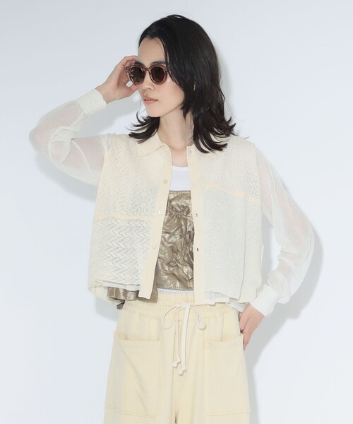 maturely(マチュアリー)の「maturely / オープン ワーク レイヤード カーディガン(カーディガン/ボレロ・レディース・ホワイト系その他7/ネイビー・1/0)」の6枚目の写真