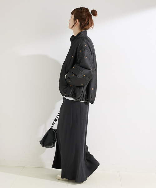 B.C STOCK（ベーセーストック）の「中わた刺繍ブルゾン（ブルゾン・レディース・ブラック/アイボリー・FREE）」の5枚目の写真