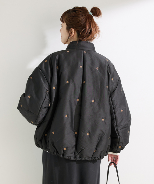 B.C STOCK（ベーセーストック）の「中わた刺繍ブルゾン（ブルゾン・レディース・ブラック/アイボリー・FREE）」の10枚目の写真