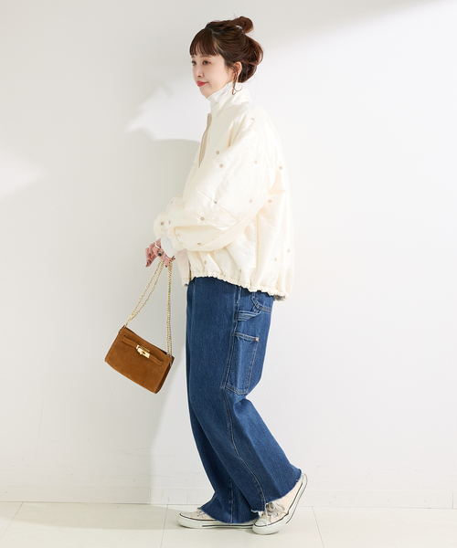 B.C STOCK（ベーセーストック）の「中わた刺繍ブルゾン（ブルゾン・レディース・ブラック/アイボリー・FREE）」の13枚目の写真