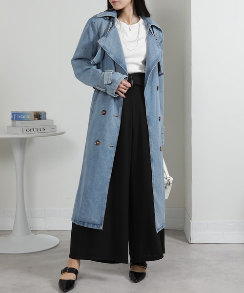 pumpkin port（パンプキンポート）の「デニムトレンチコート（トレンチコート・レディース・サックスブルー/ブルー・M）」の6枚目の写真