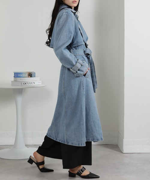 pumpkin port（パンプキンポート）の「デニムトレンチコート（トレンチコート・レディース・サックスブルー/ブルー・M）」の8枚目の写真