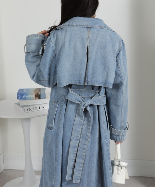 pumpkin port（パンプキンポート）の「デニムトレンチコート（トレンチコート・レディース・サックスブルー/ブルー・M）」の11枚目の写真