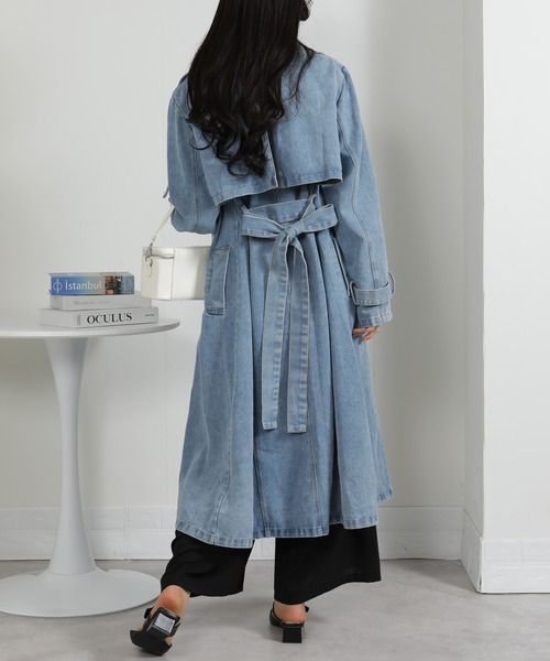 pumpkin port（パンプキンポート）の「デニムトレンチコート（トレンチコート・レディース・サックスブルー/ブルー・M）」の12枚目の写真
