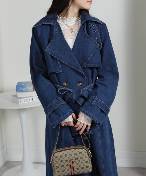 pumpkin port（パンプキンポート）の「デニムトレンチコート（トレンチコート・レディース・サックスブルー/ブルー・M）」の13枚目の写真