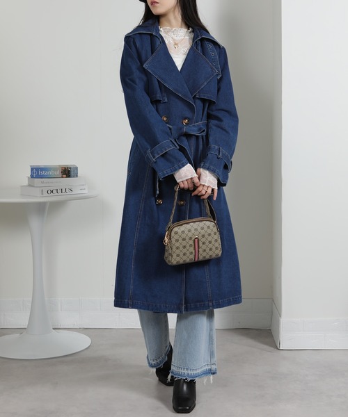 pumpkin port（パンプキンポート）の「デニムトレンチコート（トレンチコート・レディース・サックスブルー/ブルー・M）」の14枚目の写真