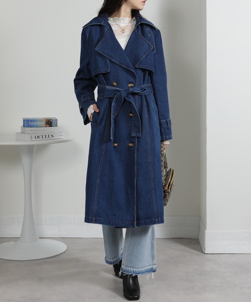 pumpkin port（パンプキンポート）の「デニムトレンチコート（トレンチコート・レディース・サックスブルー/ブルー・M）」の15枚目の写真