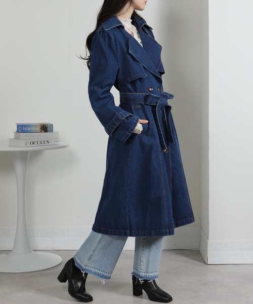 pumpkin port（パンプキンポート）の「デニムトレンチコート（トレンチコート・レディース・サックスブルー/ブルー・M）」の16枚目の写真