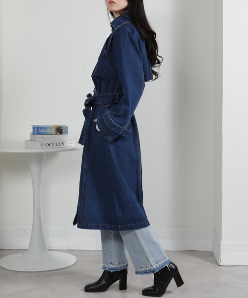 pumpkin port（パンプキンポート）の「デニムトレンチコート（トレンチコート・レディース・サックスブルー/ブルー・M）」の17枚目の写真