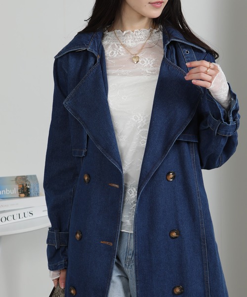 pumpkin port（パンプキンポート）の「デニムトレンチコート（トレンチコート・レディース・サックスブルー/ブルー・M）」の19枚目の写真