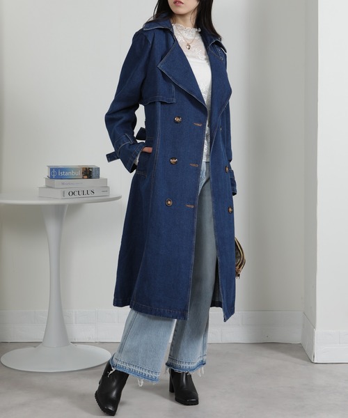 pumpkin port（パンプキンポート）の「デニムトレンチコート（トレンチコート・レディース・サックスブルー/ブルー・M）」の20枚目の写真