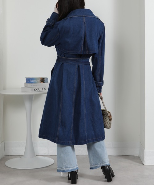 pumpkin port（パンプキンポート）の「デニムトレンチコート（トレンチコート・レディース・サックスブルー/ブルー・M）」の21枚目の写真