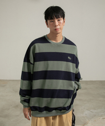 BURNING CAPONE（バーニングカポネ）の「BCスモールロゴボーダースウェット（カーキ）（スウェット）」