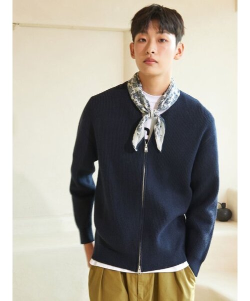 AYIHOLIC CASHMERE（アイホリックカシミア）の「ダブルジップ リブ ワイカーディガン ネイビー #3COLOR（カーディガン/ボレロ・レディース・その他・L/M）」の3枚目の写真