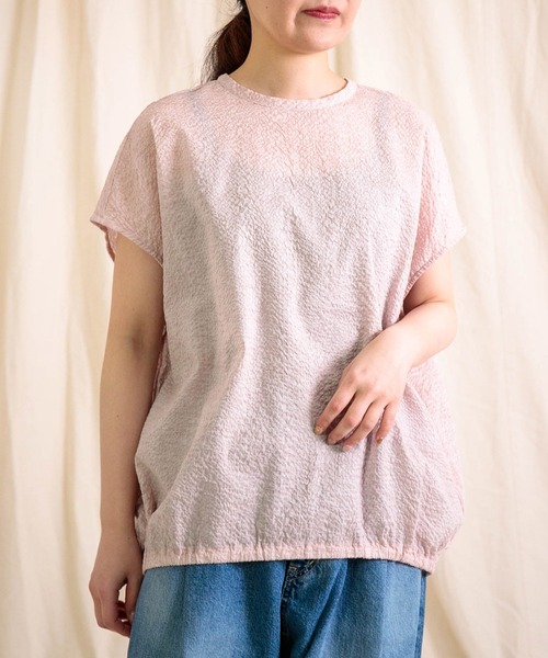 prit（プリット）の「[prit] ローンミラクルウェーブ加工 スリーブレス裾ゴムワイドプルオーバー（シャツ/ブラウス・レディース・ネイビー/ライトピンク/ブラック・FREE）」の3枚目の写真