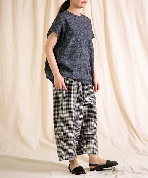 prit（プリット）の「[prit] ローンミラクルウェーブ加工 スリーブレス裾ゴムワイドプルオーバー（シャツ/ブラウス・レディース・ネイビー/ライトピンク/ブラック・FREE）」の12枚目の写真