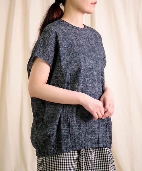prit（プリット）の「[prit] ローンミラクルウェーブ加工 スリーブレス裾ゴムワイドプルオーバー（シャツ/ブラウス・レディース・ネイビー/ライトピンク/ブラック・FREE）」の10枚目の写真