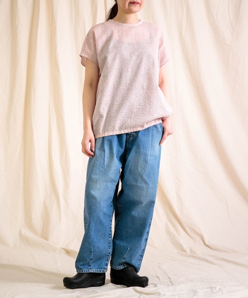 prit（プリット）の「[prit] ローンミラクルウェーブ加工 スリーブレス裾ゴムワイドプルオーバー（シャツ/ブラウス・レディース・ネイビー/ライトピンク/ブラック・FREE）」の5枚目の写真