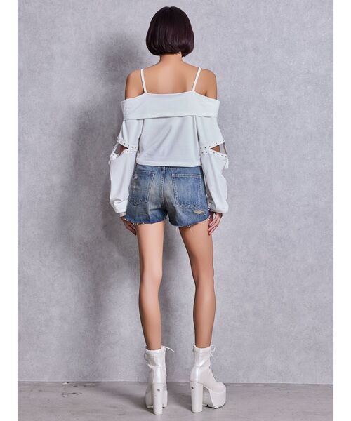 GYDA（ジェイダ）の「GEMYNTARオフショルトップス（Tシャツ/カットソー・レディース・ブラック/オフホワイト・FREE）」の7枚目の写真