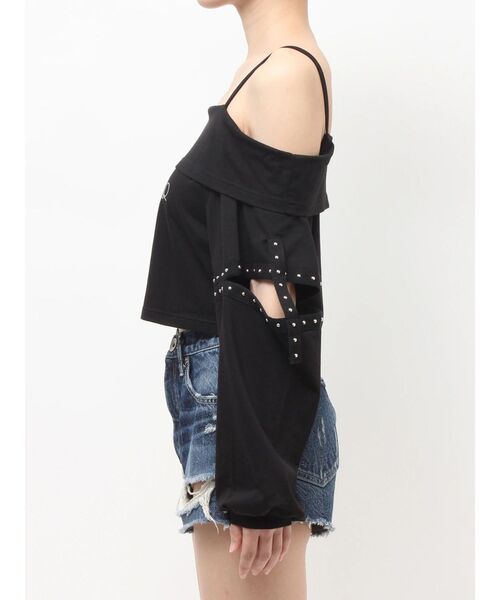 GYDA（ジェイダ）の「GEMYNTARオフショルトップス（Tシャツ/カットソー・レディース・ブラック/オフホワイト・FREE）」の14枚目の写真