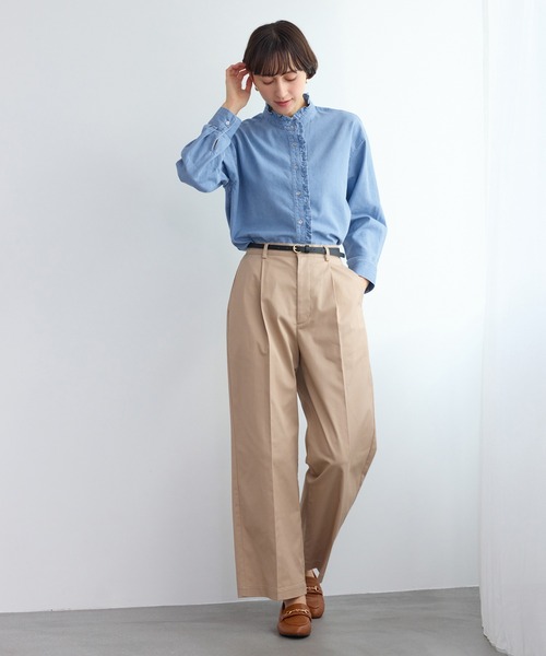 ROPE' PICNIC(ロペピクニック)の「シャンブレーフリルシャツ/イージーケア(シャツ/ブラウス・レディース・チャコールグレー/サックスブルー・FREE)」の10枚目の写真