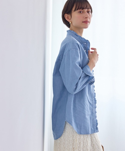 ROPE' PICNIC(ロペピクニック)の「シャンブレーフリルシャツ/イージーケア(シャツ/ブラウス・レディース・チャコールグレー/サックスブルー・FREE)」の17枚目の写真