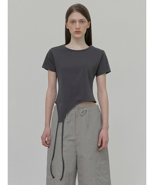 ETMON(エトモン)の「Drop Strap T-Shirt, Charcoal(Tシャツ/カットソー・レディース・その他・FREE)」の1枚目の写真