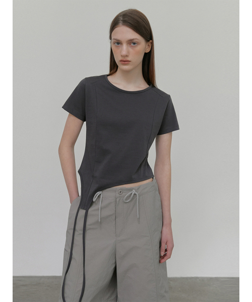 ETMON(エトモン)の「Drop Strap T-Shirt, Charcoal(Tシャツ/カットソー・レディース・その他・FREE)」の3枚目の写真