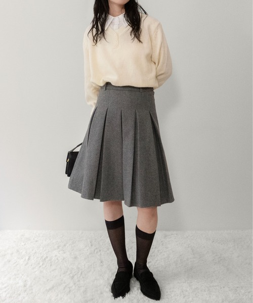 on:nue（オンニュ）の「【on:nue】[着用動画あり！/2色展開/2サイズ展開] 2WAYミディ丈プリーツスカート（スカート・レディース・ダークグレー/グレー・MEDIUM/SMALL）」の21枚目の写真