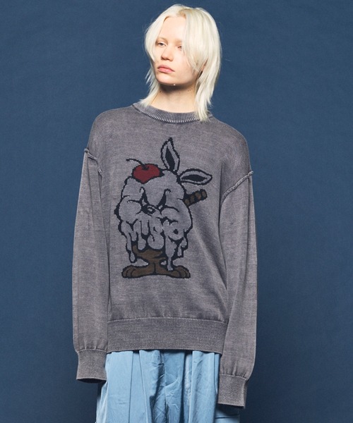 UNISEX》Parfait Bunny Jacquard Prime-Over Crew Neck Knit Pullover