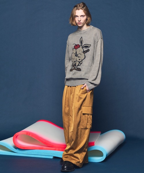 UNISEX》Parfait Bunny Jacquard Prime-Over Crew Neck Knit Pullover
