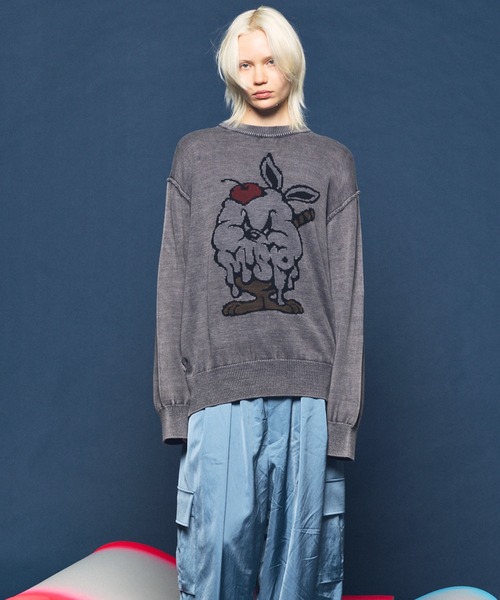 MAISON SPECIAL(メゾンスペシャル)の「《UNISEX》Parfait Bunny Jacquard Prime-Over Crew Neck Knit Pullover/パフェバニージャガードプライムオーバークルーネックニットプルオーバー【MAISON SPECIAL/メゾンスペシャル】(ニット/セーター・メンズ・ブラック/グレイッシュベージュ・0/1/2)」の10枚目の写真