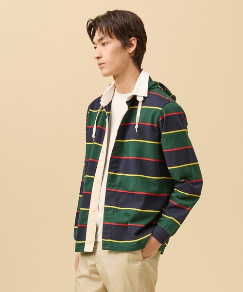 J.PRESS（ジェイプレス）の「【フード取り外し可】フーデット ラガーシャツ（パーカー・メンズ・ネイビー系/ネイビー系9・MEDIUM/LARGE/X-LARGE）」の2枚目の写真