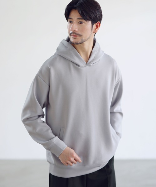 SPU(スプ)の「【セットアップ対応】防シワ・接触冷感・抗ピリング・ウォッシャブル ハイポンチプルパーカー(パーカー・メンズ・チャコール/杢グレー/グレー/ブラック/ネイビー/グレー系・L/XL/S/M)」の12枚目の写真