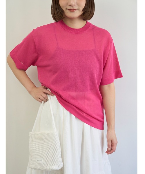 emmi(エミ)の「メッシュミニトートバッグ(トートバッグ・レディース・ピンク/ブラウン/ホワイト・F)」の12枚目の写真
