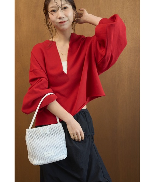 emmi(エミ)の「メッシュミニトートバッグ(トートバッグ・レディース・ピンク/ブラウン/ホワイト・F)」の14枚目の写真
