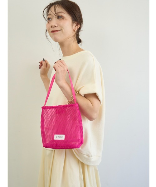 emmi(エミ)の「メッシュミニトートバッグ(トートバッグ・レディース・ピンク/ブラウン/ホワイト・F)」の17枚目の写真