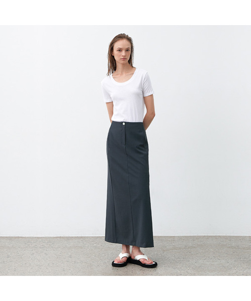 ATELIER NAIN(アトリエナイン)の「ESSENTIAL TAS SET-UP LONG SKIRT(SK-5022)(スカート・レディース・アイボリー/ネイビー・SMALL/MEDIUM)」の2枚目の写真