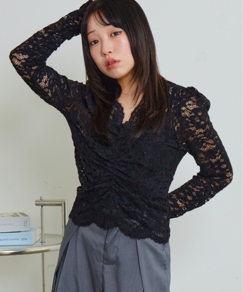 mul.(ムル)の「レースリブカットソー(Tシャツ/カットソー・レディース・ホワイト/ブラック・FREE)」の20枚目の写真