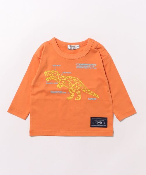 Tappet（タペット）の「恐竜プリント長袖Tシャツ（Tシャツ/カットソー・キッズ・オレンジ・90cm/100cm/160cm/80ｃｍ/150cm/130cm/120cm/140cm/110cm）」の2枚目の写真
